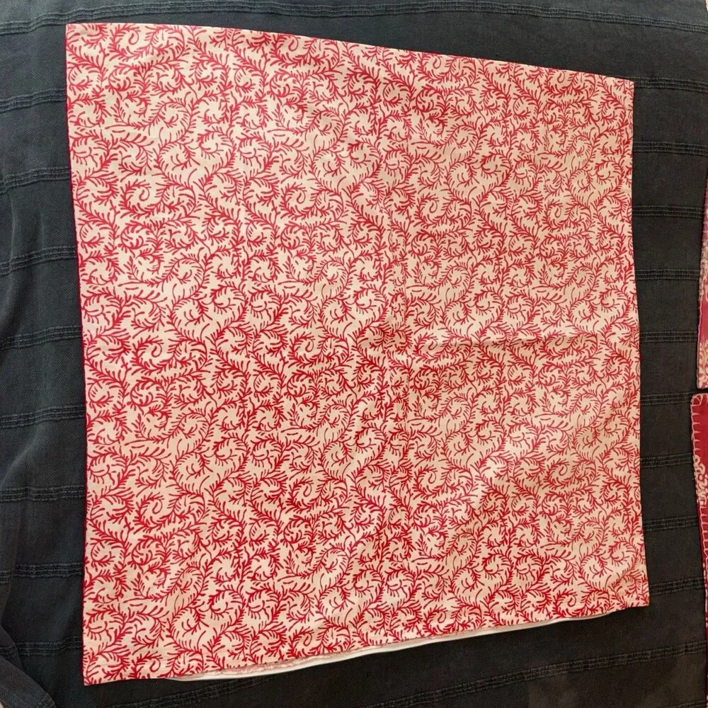 John Robshaw Pillow Shams Cotton Linen Set of 5 Diggi Coral Red & Others India
